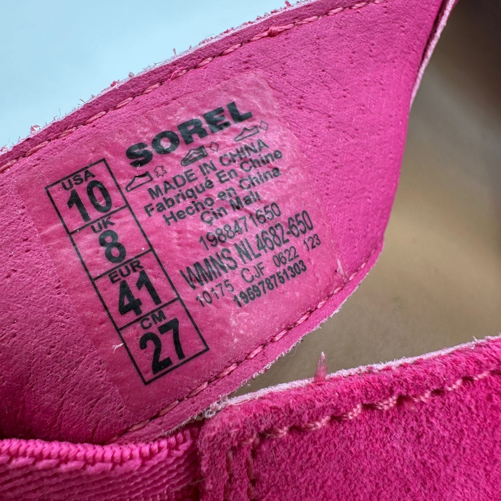 Sorel Joanie III Women's Fuchsia Suede Wedge Platform Sandals Size 10 - Picture 10 of 11